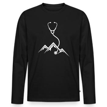 Stethoscope Mountains Medicine Hiking Care - Men's Premium Organic Long Sleeve Shirt - black - Front - Nico (187cm)