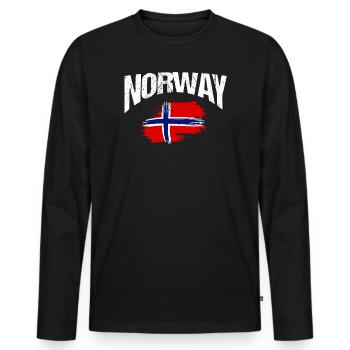 Norway Vacation Norge Fjords Travel Scandinavian - Men's Premium Organic Long Sleeve Shirt - black - Front - Nico (187cm)