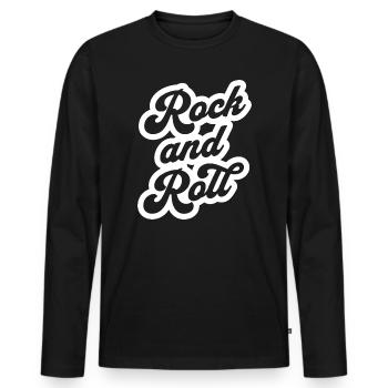 Logo-shirt du manuscrit Rock and Roll - T-shirt manches longues Premium bio Homme - noir - Devant - Nico (187cm)