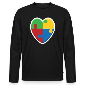 Puzzle du cœur de l’autisme - T-shirt manches longues Premium bio Homme - noir - Devant - Nico (187cm)