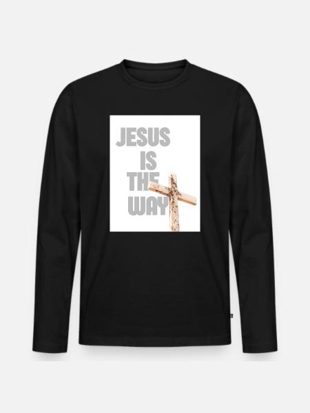 Jesus Is The Way Cross Graphic - Men's Premium Organic Long Sleeve Shirt - black