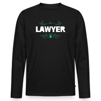 Lawyer logo with ornament - Men's Premium Organic Long Sleeve Shirt - black - Front - Nico (187cm)