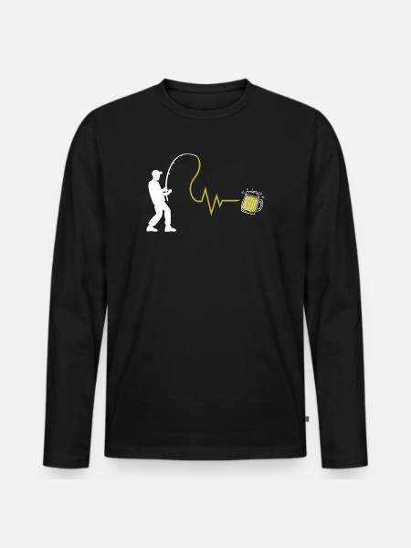 Angler's heart and after-work beer - Men's Premium Organic Long Sleeve Shirt - black