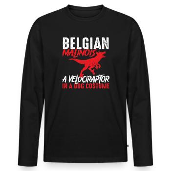 Costume de Vélociraptor Malinois Belge - T-shirt manches longues Premium bio Homme - noir - Devant - Nico (187cm)