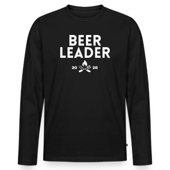 Beer_Leader - Men's Premium Organic Long Sleeve Shirt - black - Front - Nico (187cm)
