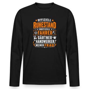  Offiziell Ruhestand Fahrer Gärtner Handwerker - Männer Premium Bio Langarmshirt - Schwarz - Vorne - Nico (187cm)