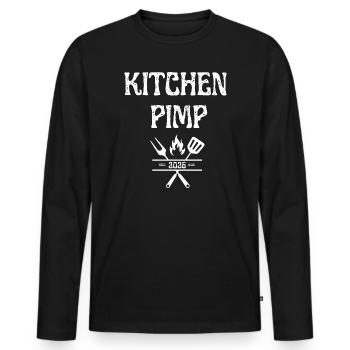 Kitchen Pimp - Men's Premium Organic Long Sleeve Shirt - black - Front - Nico (187cm)