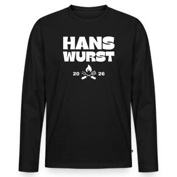 Hans Wurst - Männer Premium Bio Langarmshirt - Schwarz - Vorne - Nico (187cm)