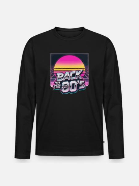 Rückkehr der 80er NeonSonne - Männer Premium Bio Langarmshirt - Schwarz