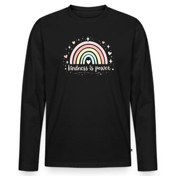 Kindness Is Power Inspirational Social Worker Gift - Men's Premium Organic Long Sleeve Shirt - black - Front - Nico (187cm)