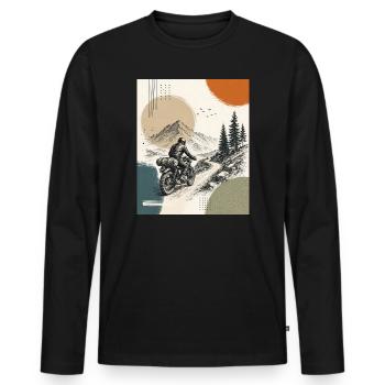 Biker on mountain road - Men's Premium Organic Long Sleeve Shirt - black - Front - Nico (187cm)