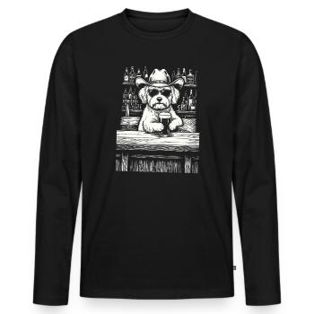 Cowboy Dog Beer Funny Maltheser - Men's Premium Organic Long Sleeve Shirt - black - Front - Nico (187cm)