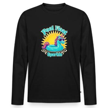 Retro Pool Float Sparkle, Glitter Unicorn Float Su - Men's Premium Organic Long Sleeve Shirt - black - Front - Nico (187cm)