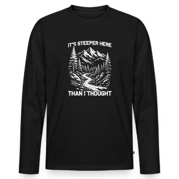Steeper here Hiking Mountains Mountaineering - Men's Premium Organic Long Sleeve Shirt - black - Front - Nico (187cm)