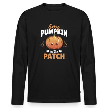 Sexy pumpkin in the patch - Funny Halloween Pumpki - Men's Premium Organic Long Sleeve Shirt - black - Front - Nico (187cm)