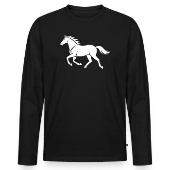 White Horse Silhouette Gift Rider - Men's Premium Organic Long Sleeve Shirt - black - Front - Nico (187cm)