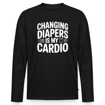 Changing Diapers Is My Cardio - Men's Premium Organic Long Sleeve Shirt - black - Front - Nico (187cm)