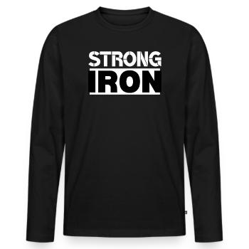 Strong Iron Gym Fitness Motivation Weightlifting - Men's Premium Organic Long Sleeve Shirt - black - Front - Nico (187cm)
