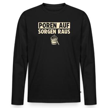 Poren auf Sorgen raus Sauna - Männer Premium Bio Langarmshirt - Schwarz - Vorne - Nico (187cm)