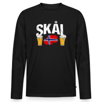 Vacances en Norvège dans les fjords de Norge Voyage en Scandinavie - T-shirt manches longues Premium bio Homme - noir - Devant - Nico (187cm)