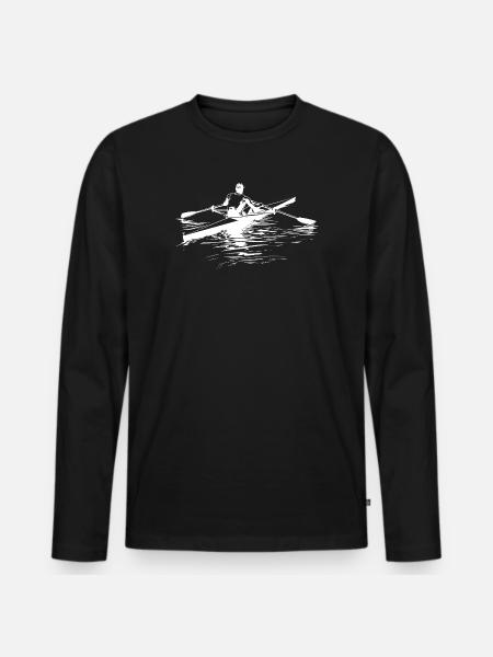 Rower Sketch - Men's Premium Organic Long Sleeve Shirt - black