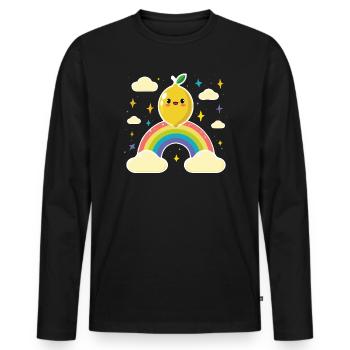 Kawaii Lemon Rainbow - Men's Premium Organic Long Sleeve Shirt - black - Front - Nico (187cm)