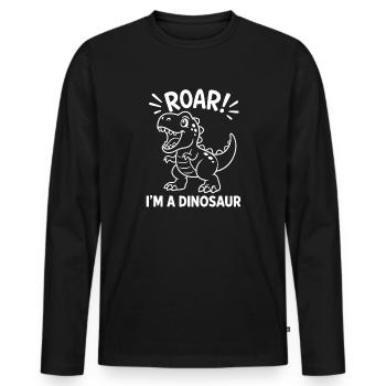 Roar I'm a Dinosaur Funny Cute Dino T-Rex Drawing - Men's Premium Organic Long Sleeve Shirt - black - Front - Nico (187cm)