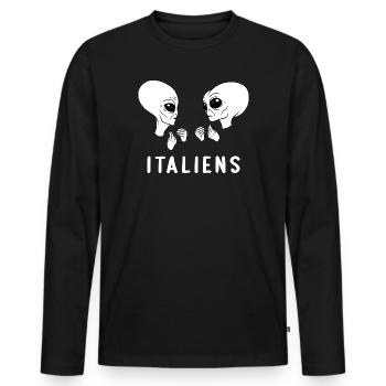 Lustiges Italienisches Alien Italien - Männer Premium Bio Langarmshirt - Schwarz - Vorne - Nico (187cm)