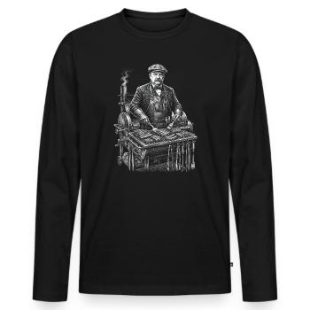 Grover Cleveland BBQ Grilling - Men's Premium Organic Long Sleeve Shirt - black - Front - Nico (187cm)