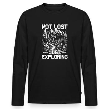 Not lost just exploring Wandern Berge Bergsteigen - Männer Premium Bio Langarmshirt - Schwarz - Vorne - Nico (187cm)