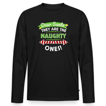 Dear Santa Naughty Ones Tee - Men's Premium Organic Long Sleeve Shirt - black - Front - Nico (187cm)