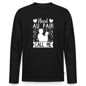 Childcare Provider Need Au Pair Call Me Daycare - Men's Premium Organic Long Sleeve Shirt - black - Front - Nico (187cm)