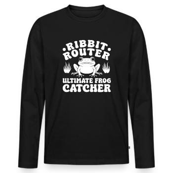Frog Catcher Ribbit Router Frog - Men's Premium Organic Long Sleeve Shirt - black - Front - Nico (187cm)