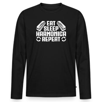 Harmonica Musican Mange Sommeil Répéte Harmonica - T-shirt manches longues Premium bio Homme - noir - Devant - Nico (187cm)