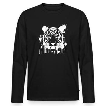 Tiger Splash White - Men's Premium Organic Long Sleeve Shirt - black - Front - Nico (187cm)