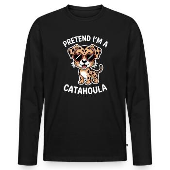 Louisiana Catahoula Leopard Dog Saying Gift - Men's Premium Organic Long Sleeve Shirt - black - Front - Nico (187cm)