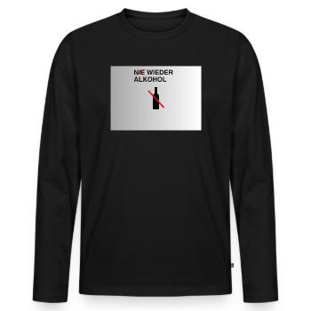 Nie Wieder Alkohol – Alkoholfrei - Männer Premium Bio Langarmshirt - Schwarz - Vorne - Nico (187cm)