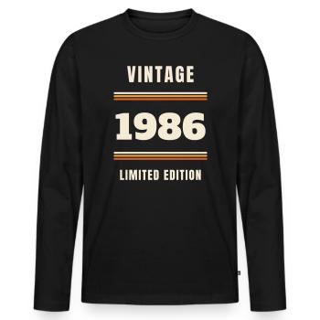 Vintage 1986 - Cadeau vintage pour le 40e anniversaire - T-shirt manches longues Premium bio Homme - noir - Devant - Nico (187cm)