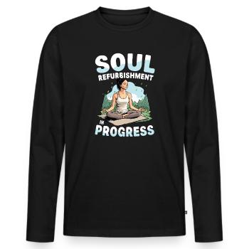Soul Refurbishment In Progress Yoga Meditation - Men's Premium Organic Long Sleeve Shirt - black - Front - Nico (187cm)