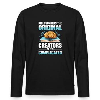 Philosophie Humor Philosophers The Original - Men's Premium Organic Long Sleeve Shirt - black - Front - Nico (187cm)