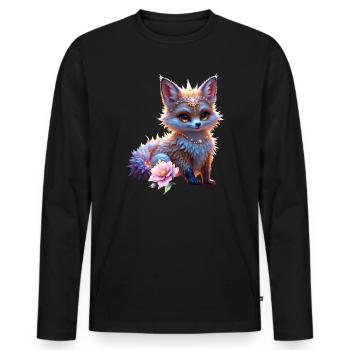 Fantasme du Renard Saphir - T-shirt manches longues Premium bio Homme - noir - Devant - Nico (187cm)