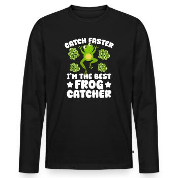 Attrape-grenouilles, la meilleure grenouille attrape-grenouille - T-shirt manches longues Premium bio Homme - noir - Devant - Nico (187cm)