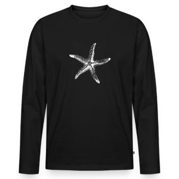 Seestern-Silhouette auf der Tiefsee - Männer Premium Bio Langarmshirt - Schwarz - Vorne - Nico (187cm)