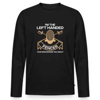 Left-Handed Fencer Emblem - Men's Premium Organic Long Sleeve Shirt - black - Front - Nico (187cm)