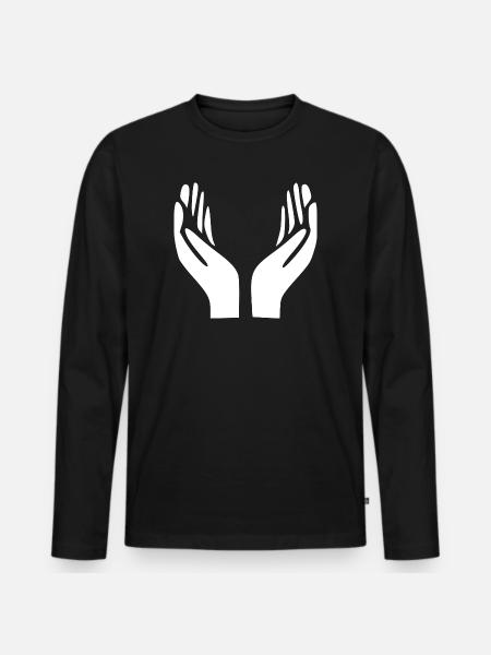 Open Hands Gesture - Men's Premium Organic Long Sleeve Shirt - black