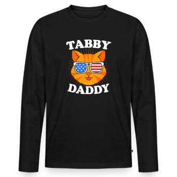 Tabby Katze - Männer Premium Bio Langarmshirt - Schwarz - Vorne - Nico (187cm)