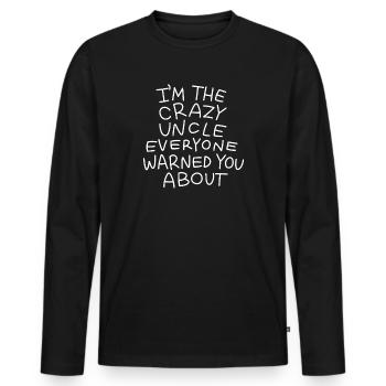 Oncle fou - T-shirt manches longues Premium bio Homme - noir - Devant - Nico (187cm)