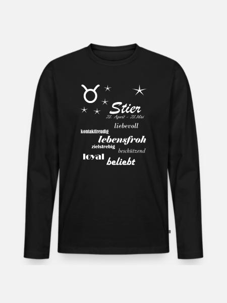 Stier_Sternzeichen - Männer Premium Bio Langarmshirt - Schwarz