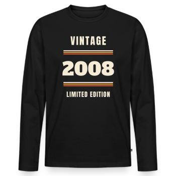 Vintage 2008 - Cadeau vintage pour le 18e anniversaire - T-shirt manches longues Premium bio Homme - noir - Devant - Nico (187cm)