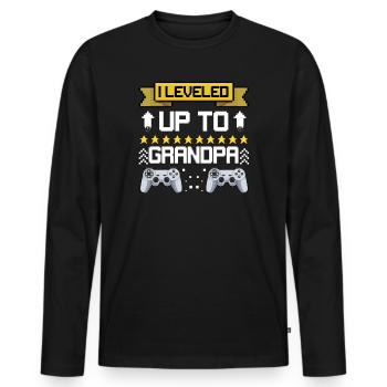 Retro Level Up to Grandpa - Men's Premium Organic Long Sleeve Shirt - black - Front - Nico (187cm)